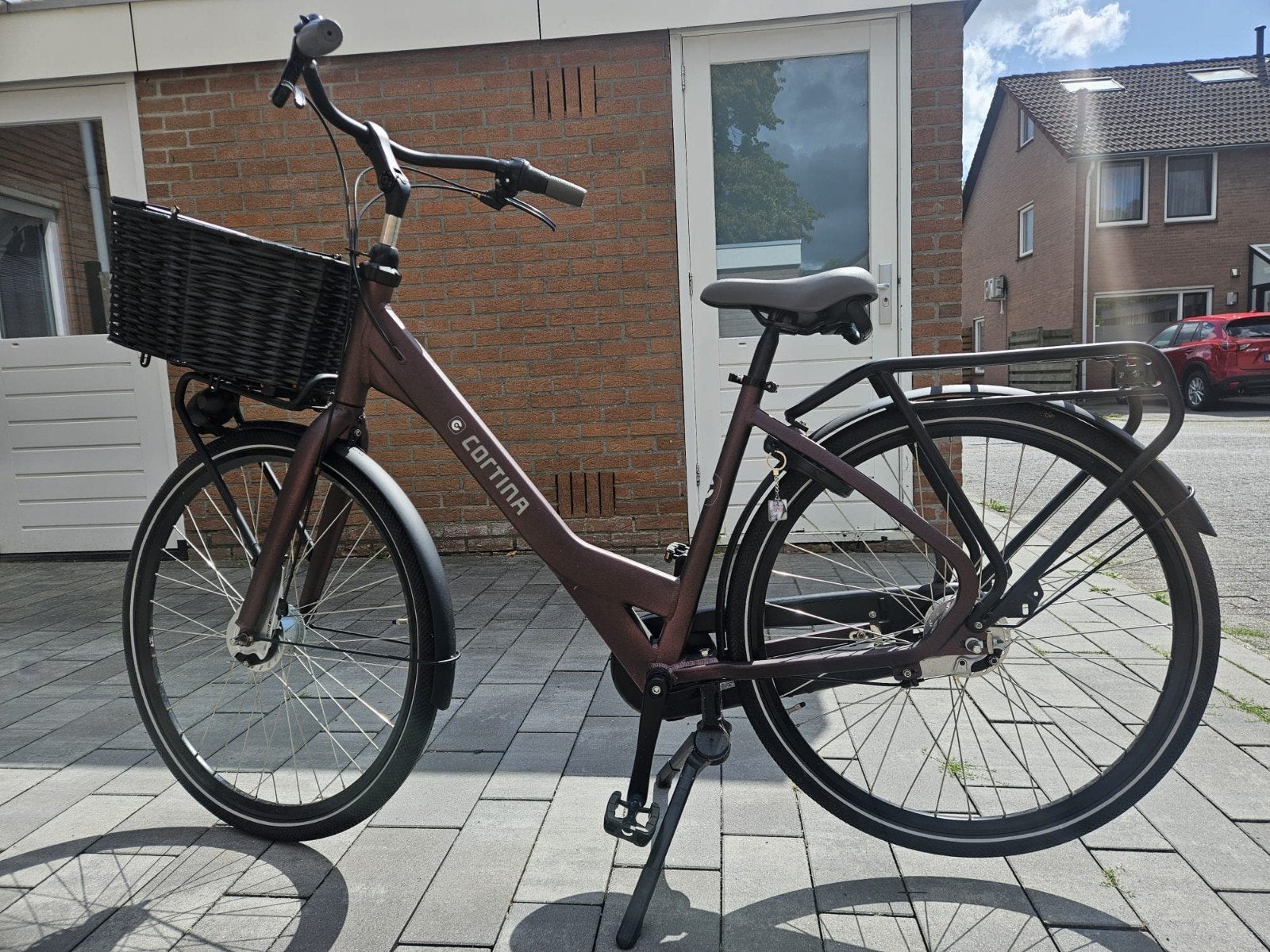 Cortina Moederfiets met mandje, Fietsen en Brommers, Mandje, Gebruikt, 56 cm of meer, Ophalen