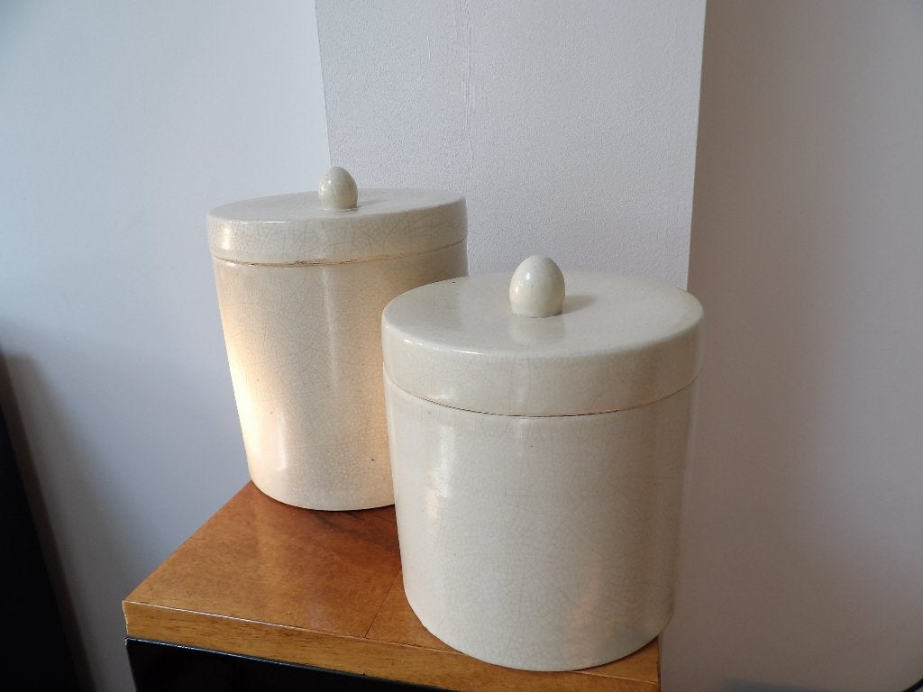 Art Deco Franse Dozen Craquele Plateel, Antiek en Kunst, Ophalen of Verzenden