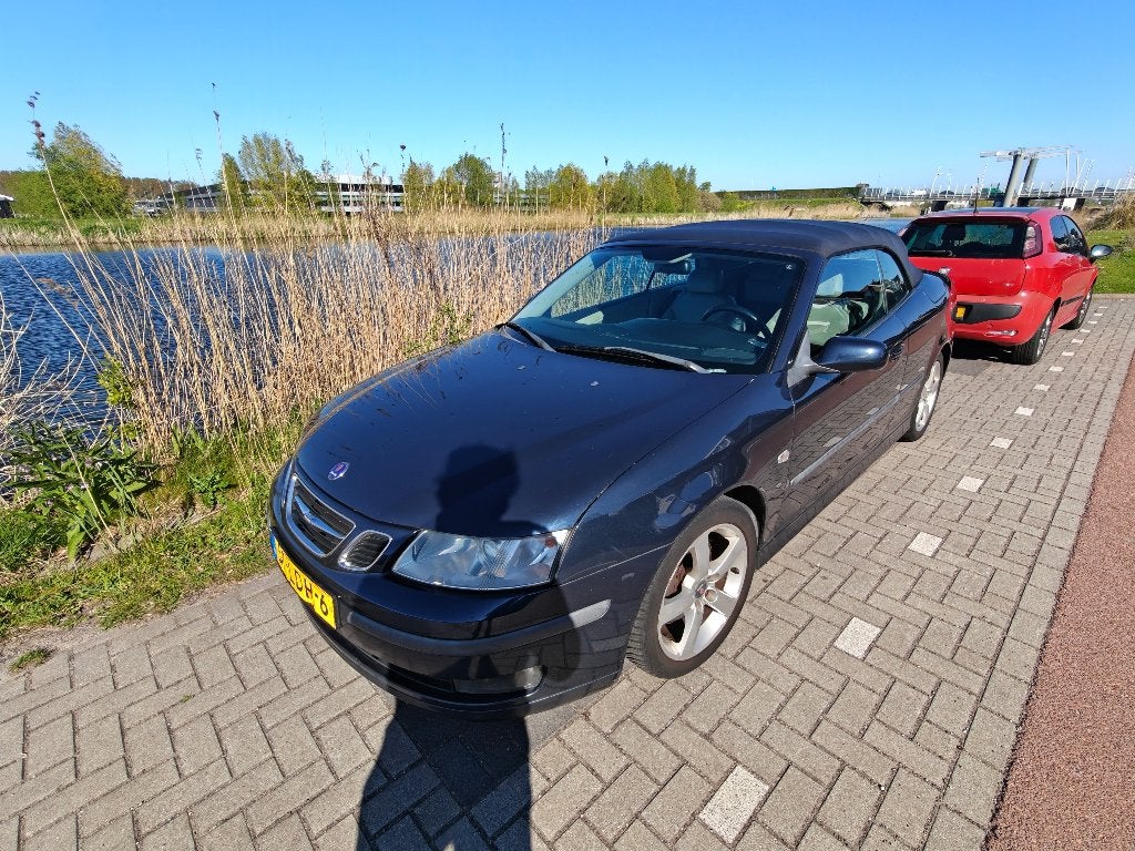 Saab 9-3 2.0 T Cabrio 2004 Blauw, Auto's, Voorwielaandrijving, 1998 cc, Beige, 4 cilinders
