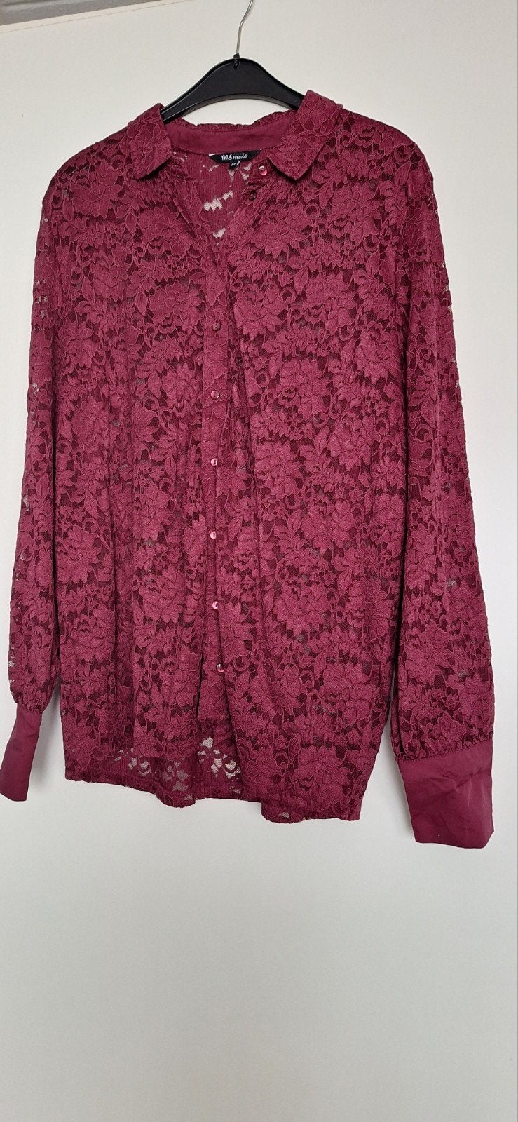 MS Mode Blouse Rode Kanten Look Maat 46, Verzenden, Maat 46/48 (XL) of groter, Zo goed als nieuw, MS Mode