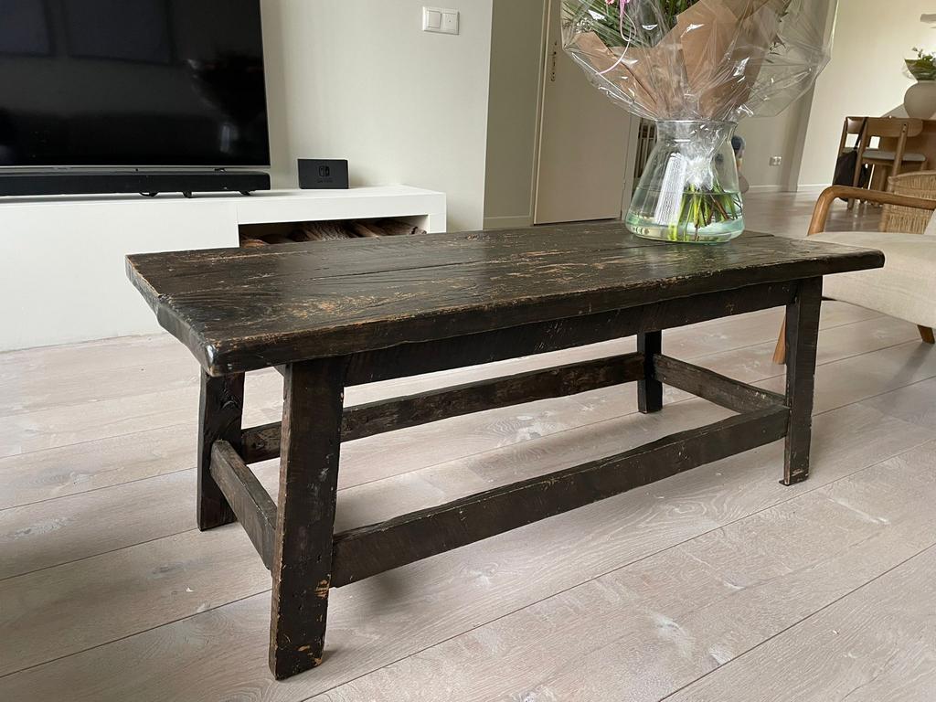 Oudhouten Teak Salontafel - 120x50x45 cm, Ophalen, Gebruikt, 100 tot 150 cm, Teakhout