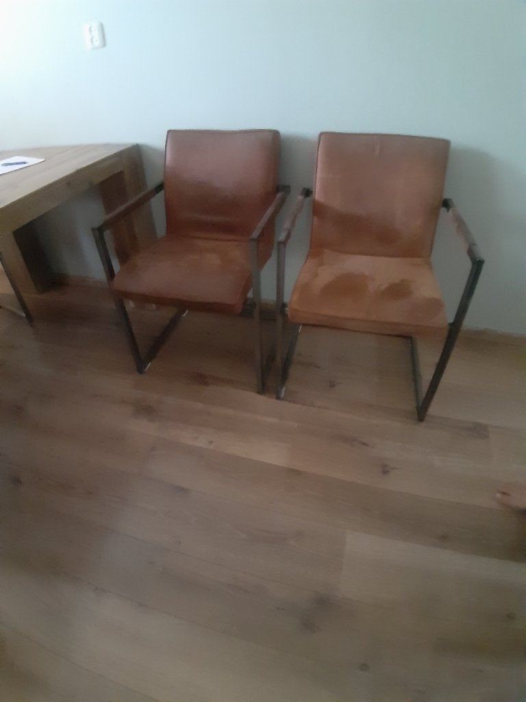 5 eetkamer stoelen te koop, Ophalen, Gebruikt, Bruin, Metaal