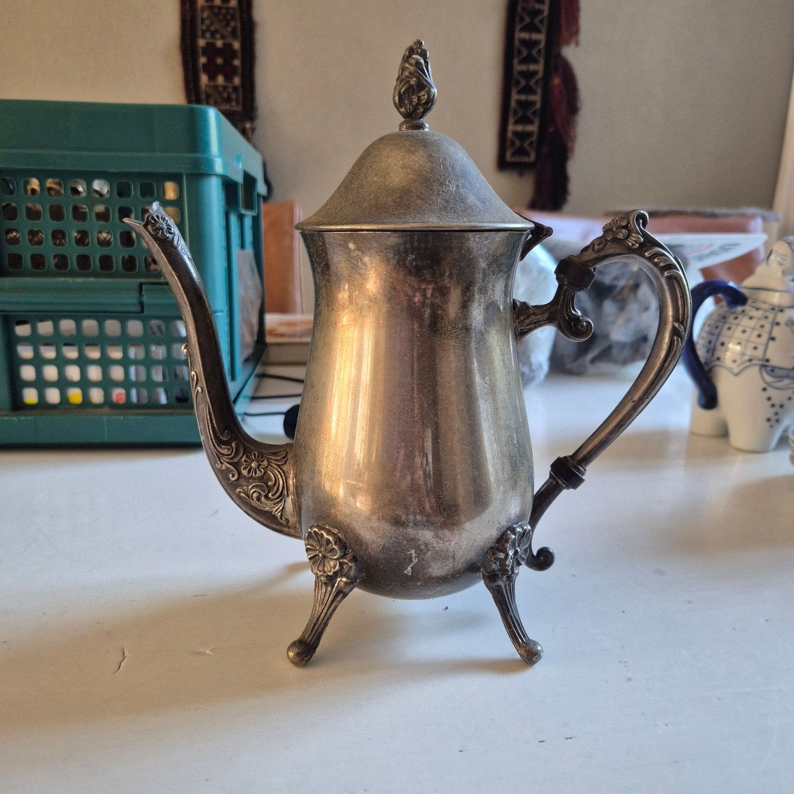 Antieke verzilverde koffiepot, ca. 20 cm hoog, Ophalen of Verzenden