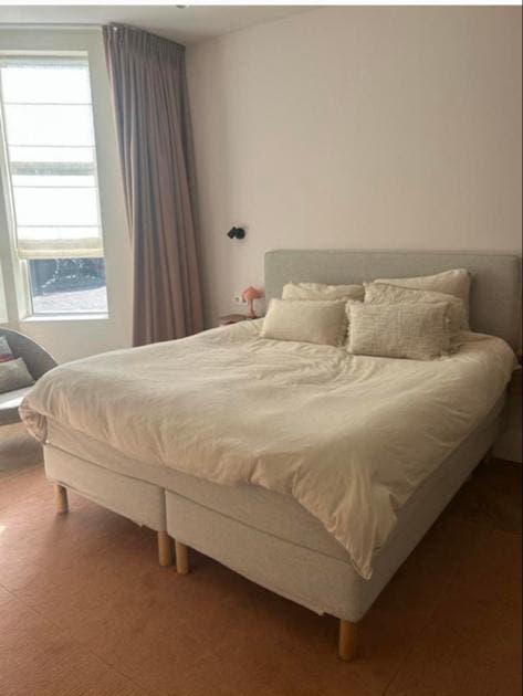IKEA Dunvik Boxspring 180x200 Gunnared Beige met hoofdeind, Ophalen, Beige, Tweepersoons, Zo goed als nieuw