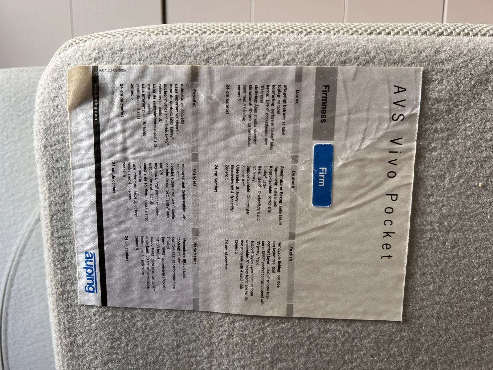 Auping Vivo Pocket matras - Firm - 90x200 cm t.e.a.b., Ophalen, Gebruikt, 90 cm, Eenpersoons