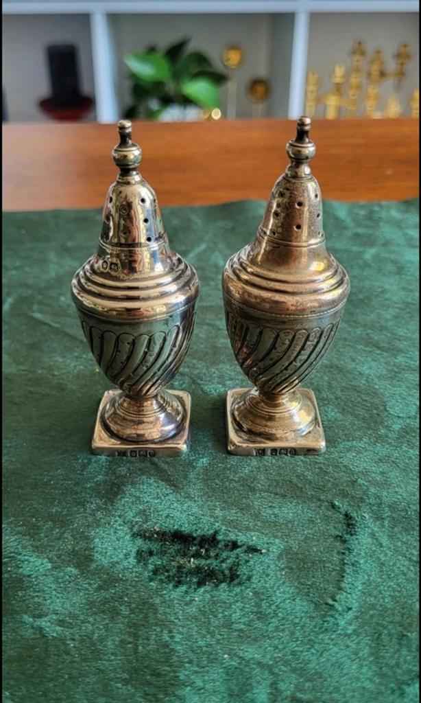 Massief Zilveren Peper & Zout stel - Deakin & Francis - Birm, Antiek en Kunst, Antiek | Goud en Zilver, Zilver, Ophalen of Verzenden