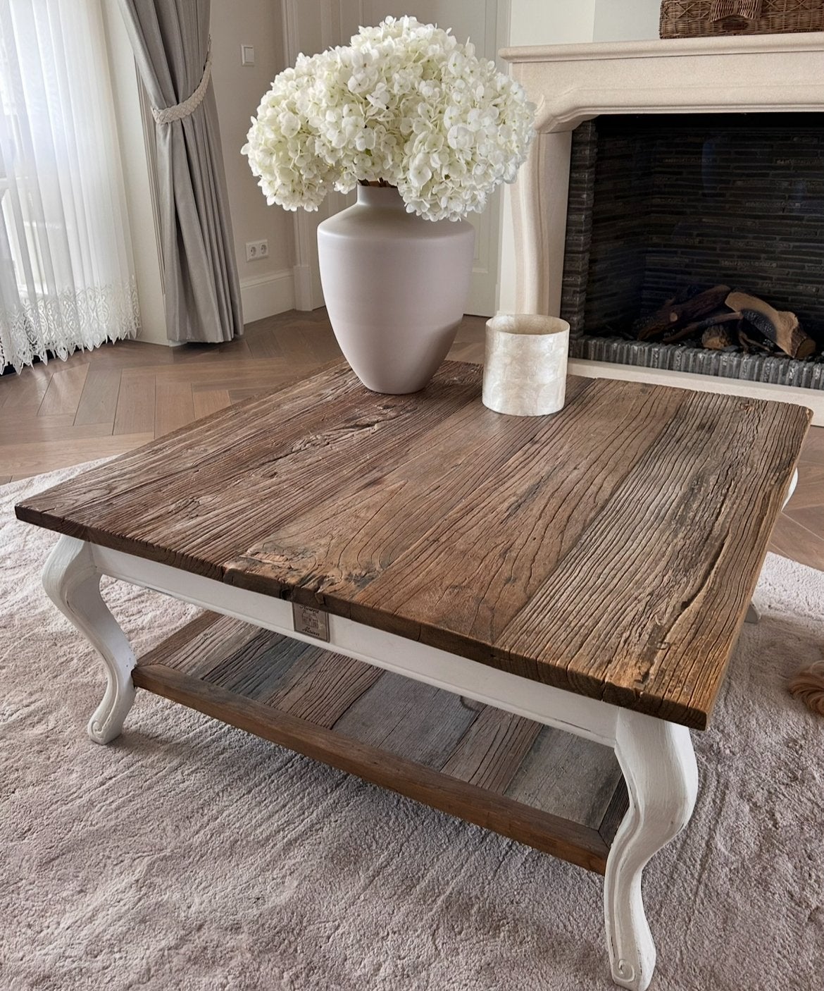 Riviera Maison salon tafel 90x90, Ophalen, Zo goed als nieuw, Rechthoekig, 50 tot 100 cm