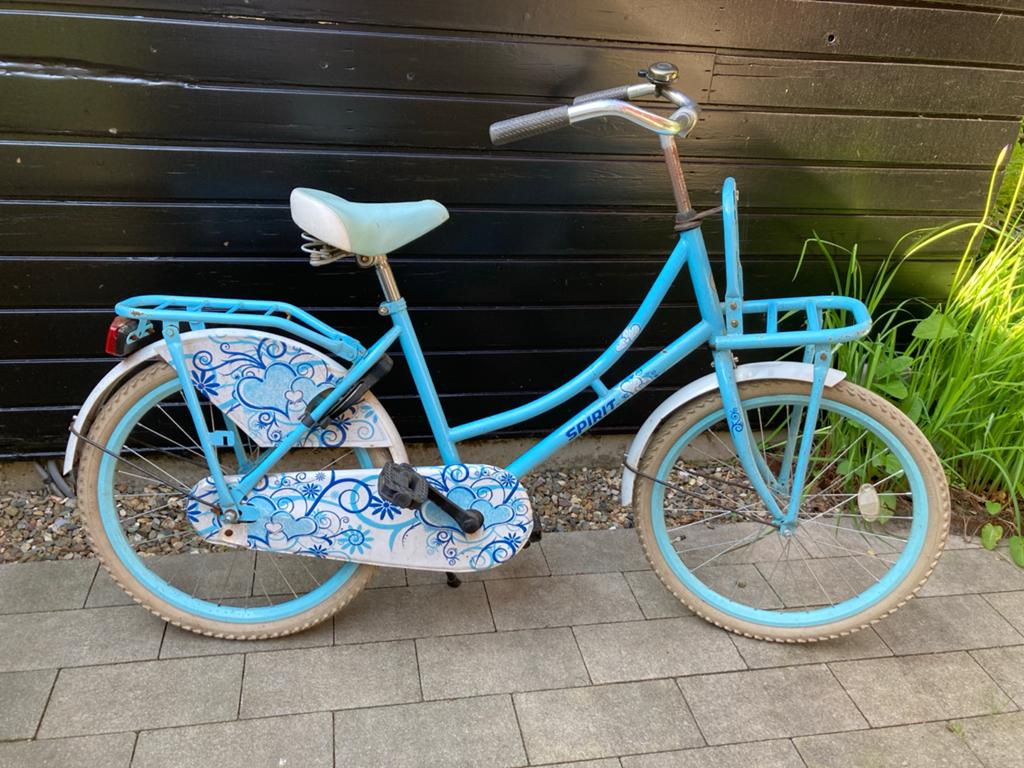 Spirit kinderfiets 22 inch - Blauw met gebruikerssporen, Ophalen, Gebruikt, Terugtraprem, 22 inch