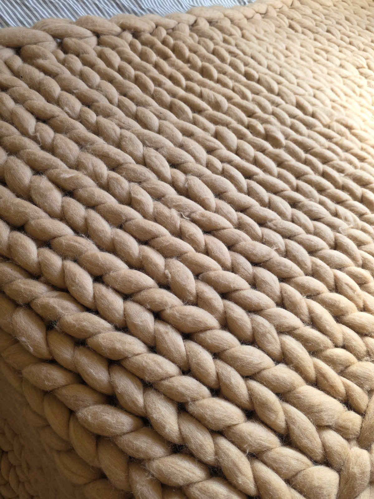 Handgemaakt wollen kleed - Chunky Knit Deken, 100 tot 150 cm, Beige, Chunky Knit, Scandinavisch, Modern, Landelijk, Ophalen of Verzenden
