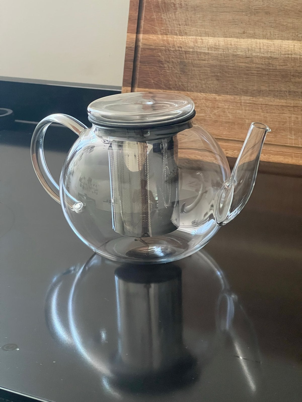 Glazen theepot met theezeef (1 liter), Theepot/fluitketel, Ophalen of Verzenden, Zo goed als nieuw, Glas