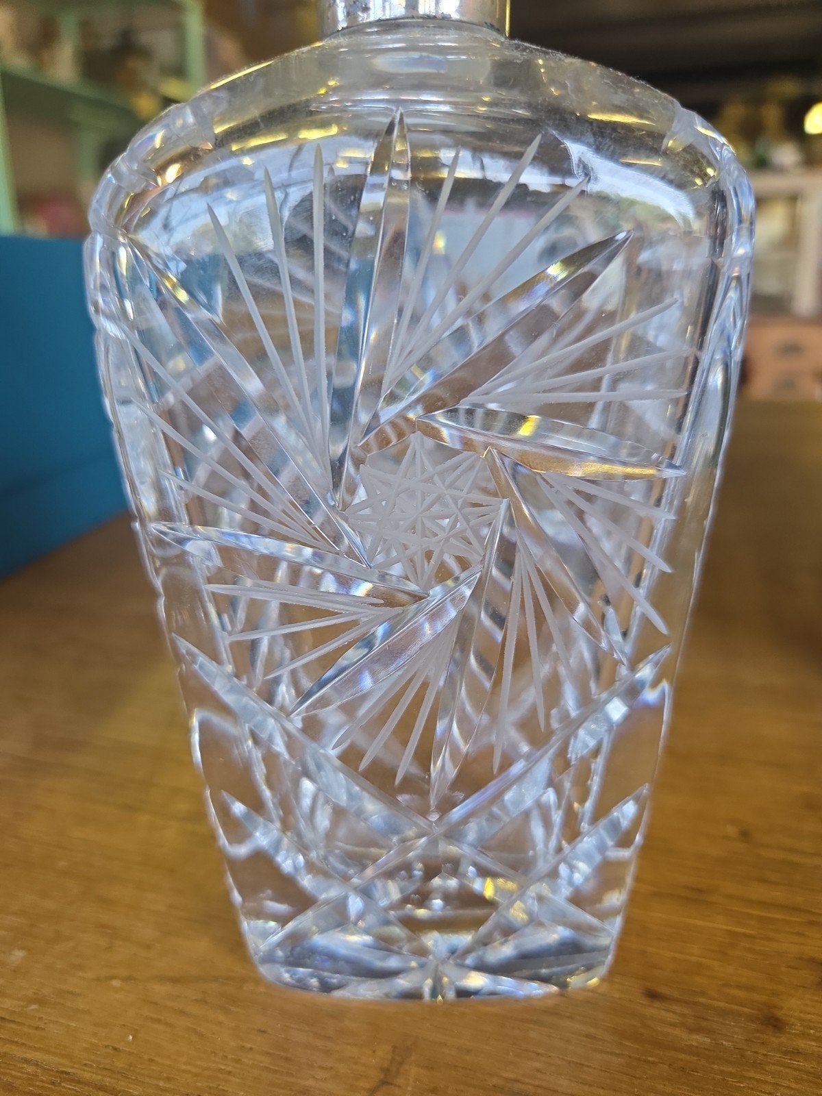 Antieke karaf van zilver en geslepen kristal, Ophalen of Verzenden