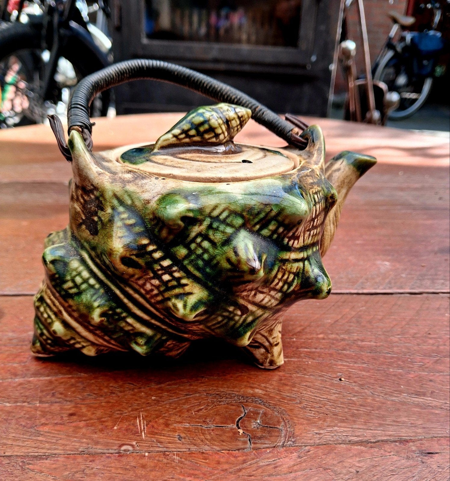 Vintage Japanse Majolica Schelp Theepot - Jaren 50 - 8 cm, Ophalen of Verzenden