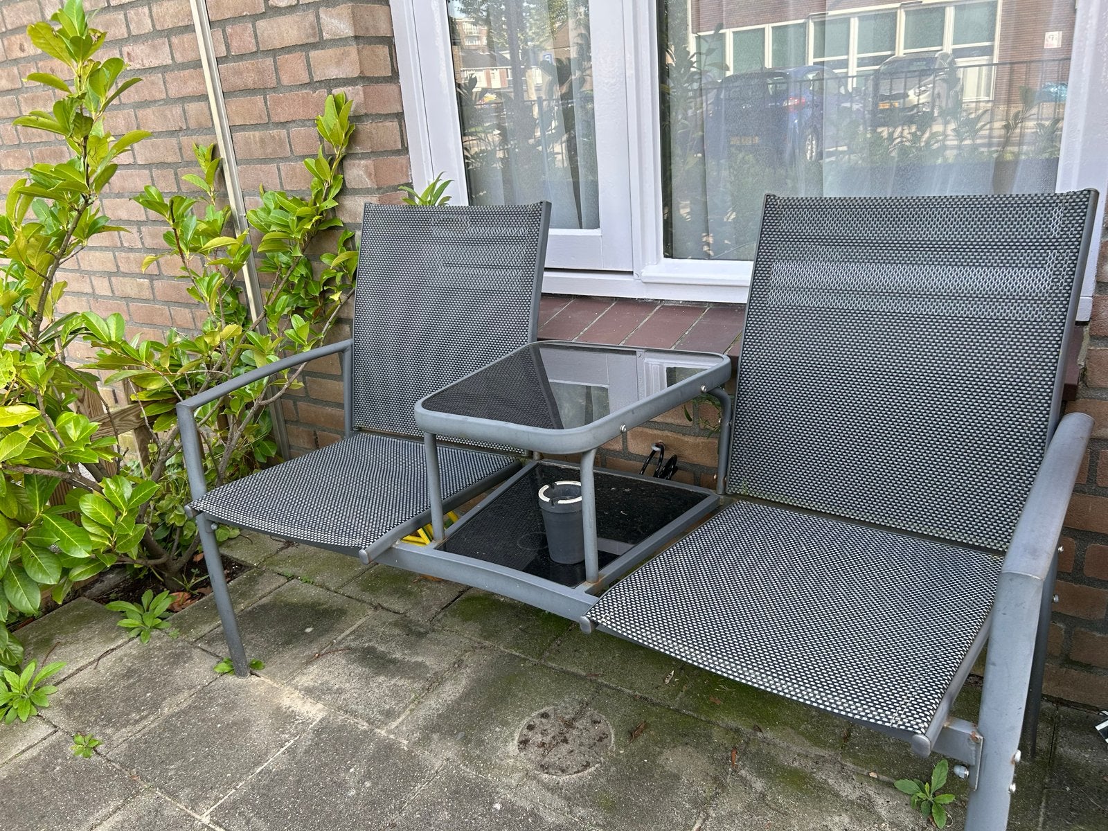 2-persoons buiten zitje met tafeltje - Goede staat, Tuin en Terras, Gebruikt, Aluminium, Stoel, Tuinset