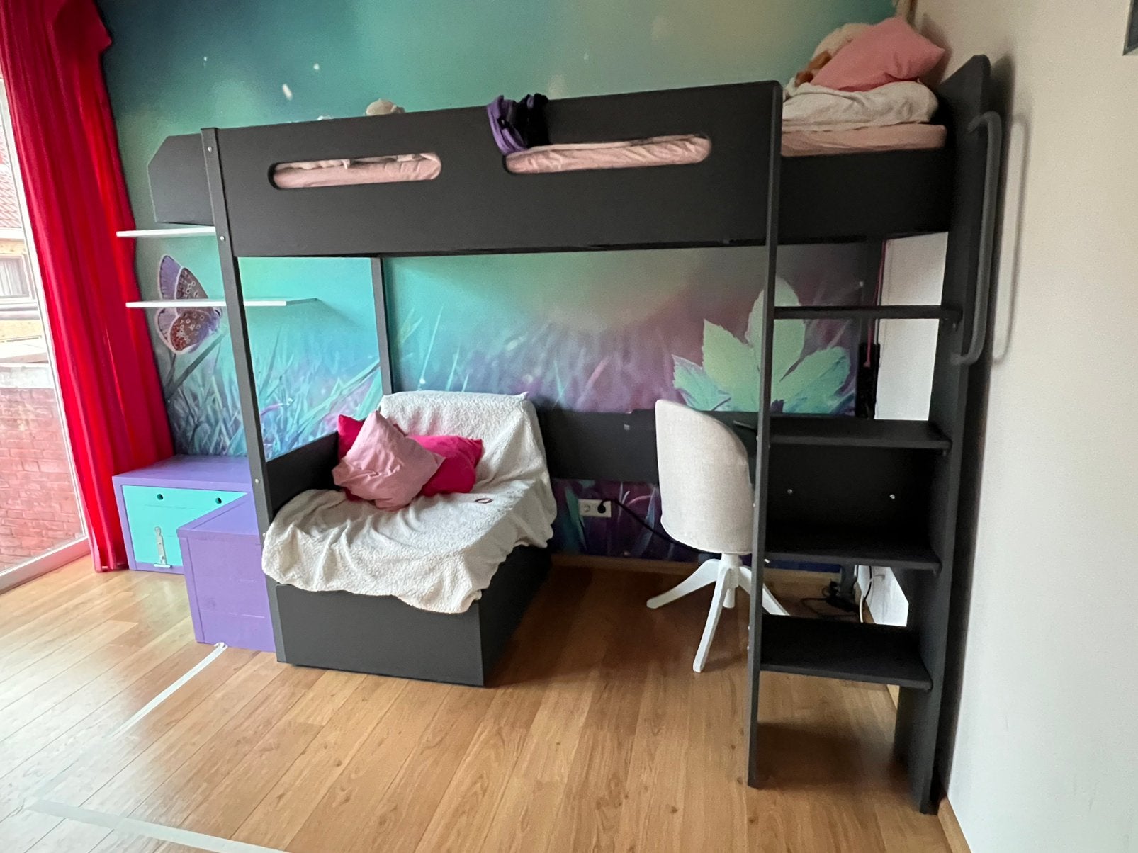Stoere Hoogslaper Antraciet Jasper-goede staat-90x200, Ophalen, Eenpersoons, 160 tot 180 cm, Zo goed als nieuw