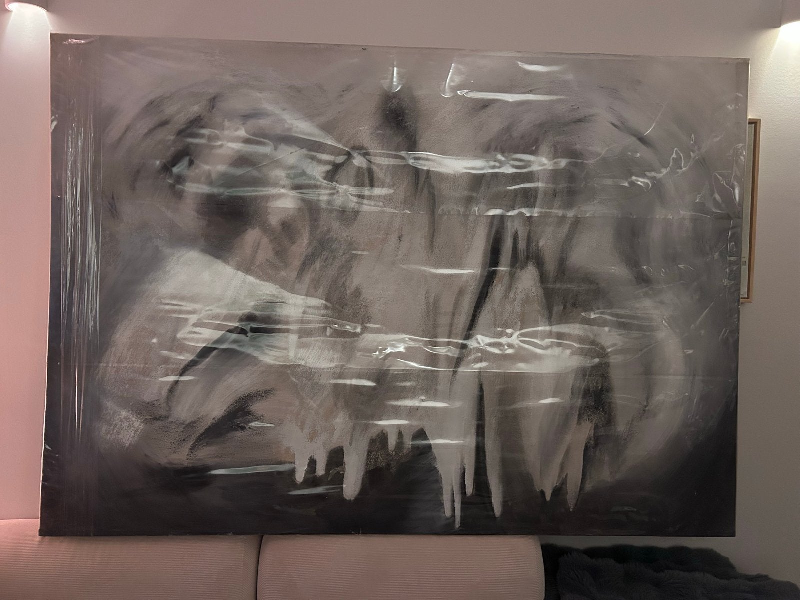 Groot abstract schilderij van Yoz - jaren '80 190x130, Ophalen