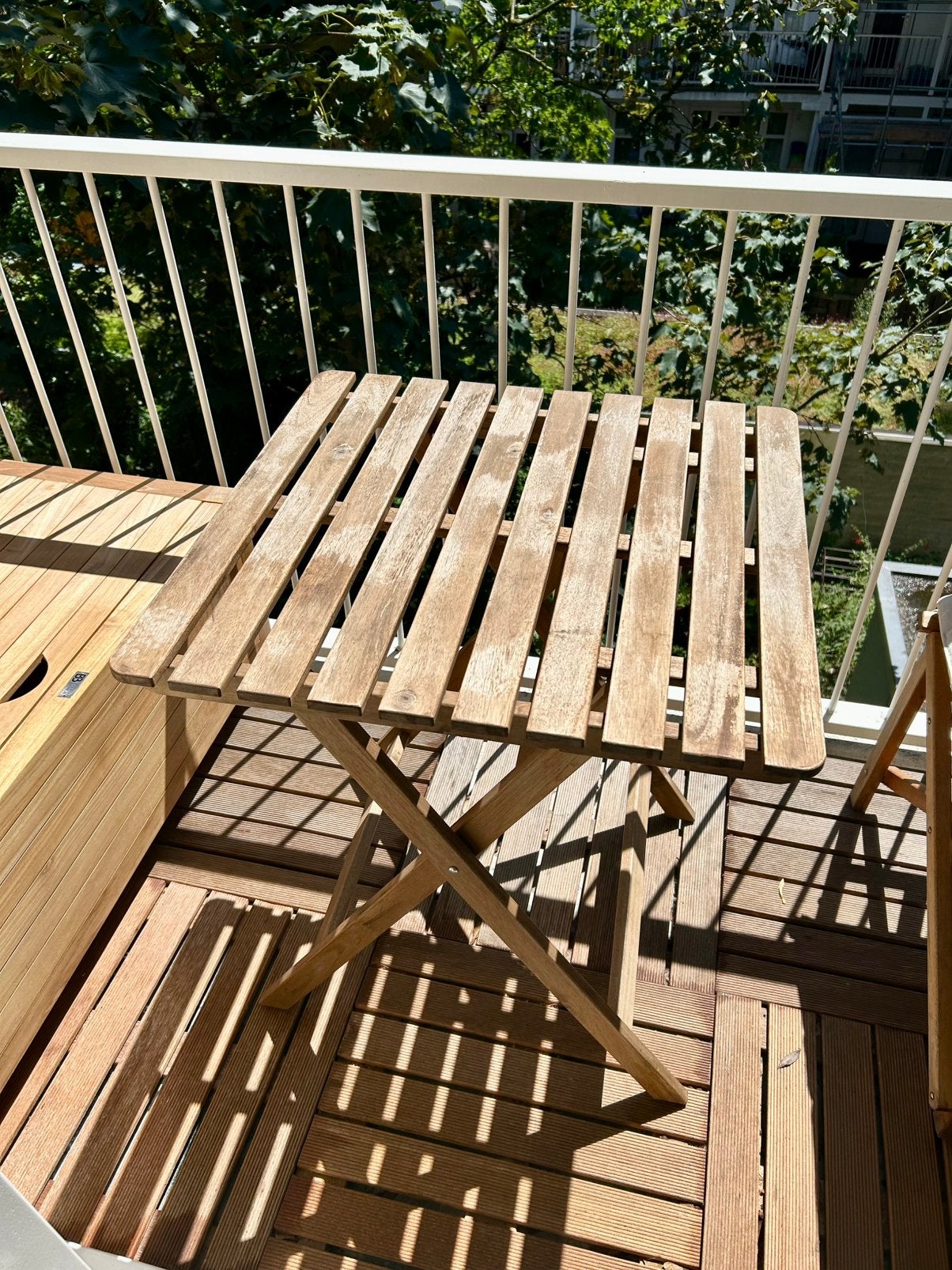 Ikea Askholmen opklapbare tafel voor tuin/balkon 60x62 cm, Ophalen, Zo goed als nieuw, Vierkant, Hout