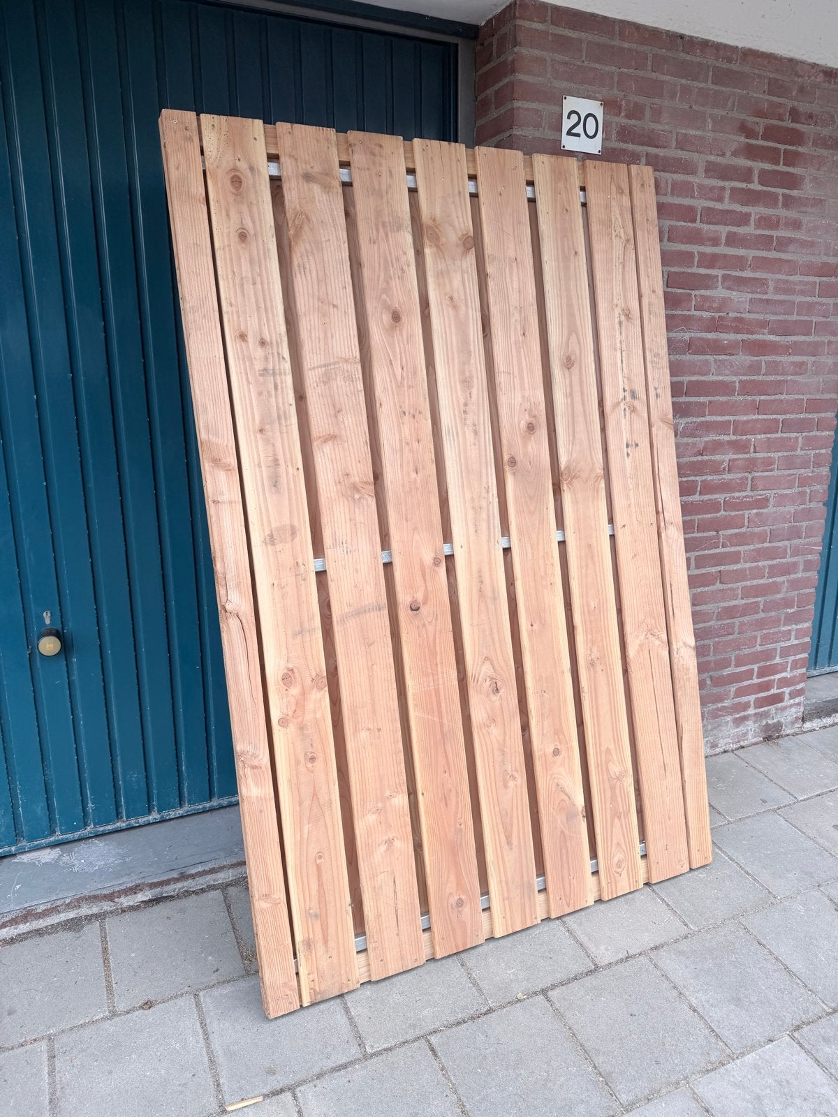 Douglas scherm met stalen frame - 1.30 x 1.95m, Ophalen, 1 tot 2 meter, Minder dan 3 meter, Zo goed als nieuw