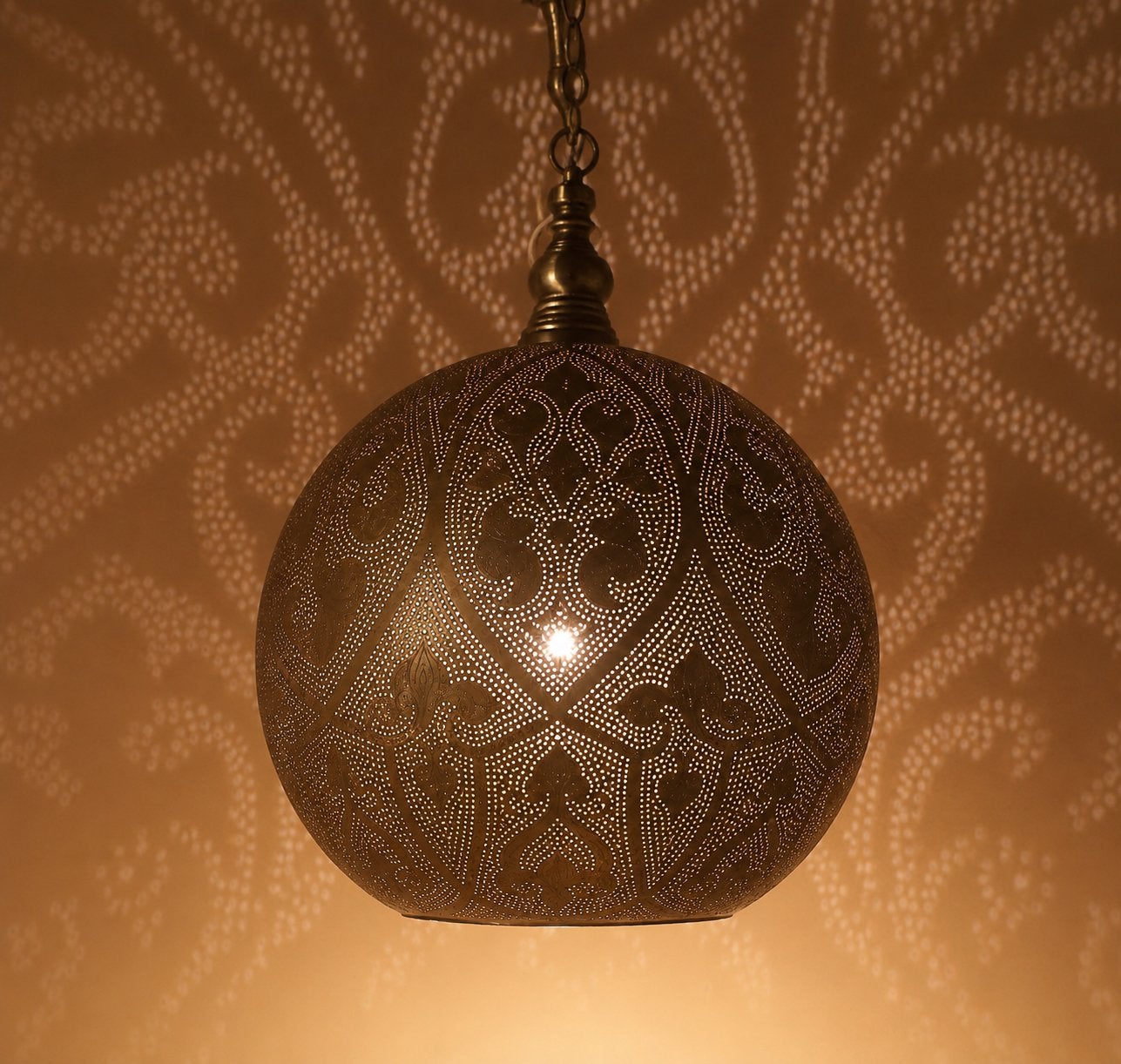 Oosterse hanglamp rond, Ophalen, Gebruikt, Overige materialen, E27 (groot)