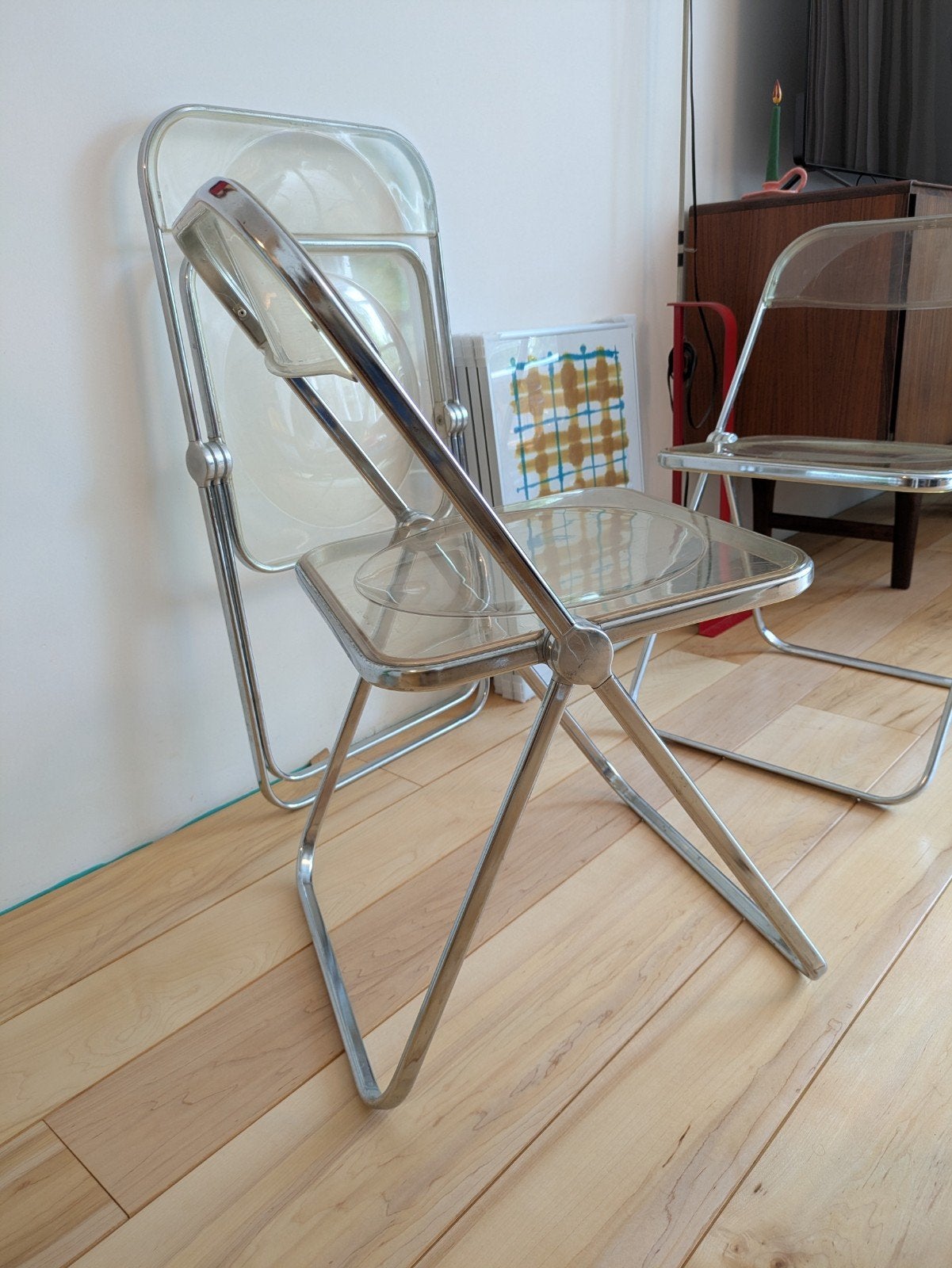 3x Anonima Castelli Plia vintage design klapstoelen 1967, Huis en Inrichting, Ophalen, Gebruikt, Overige kleuren, Drie