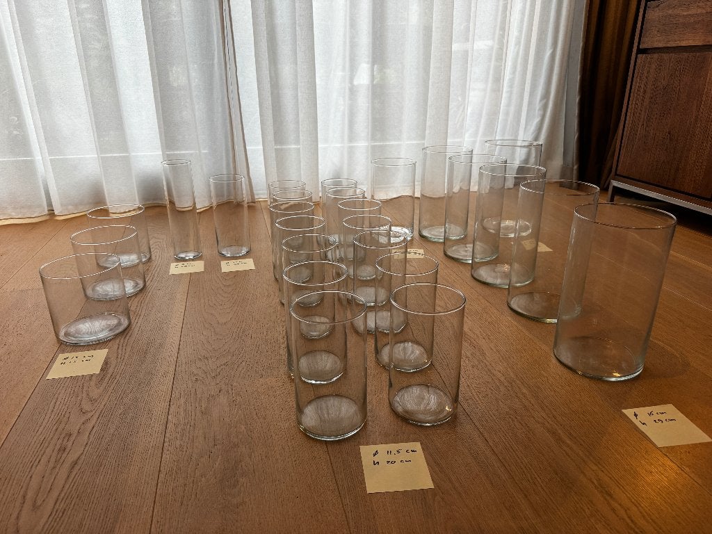 Cilindervaas diversen maten zie beschrijving, Huis en Inrichting, Ophalen, Gebruikt, Transparant, Glas