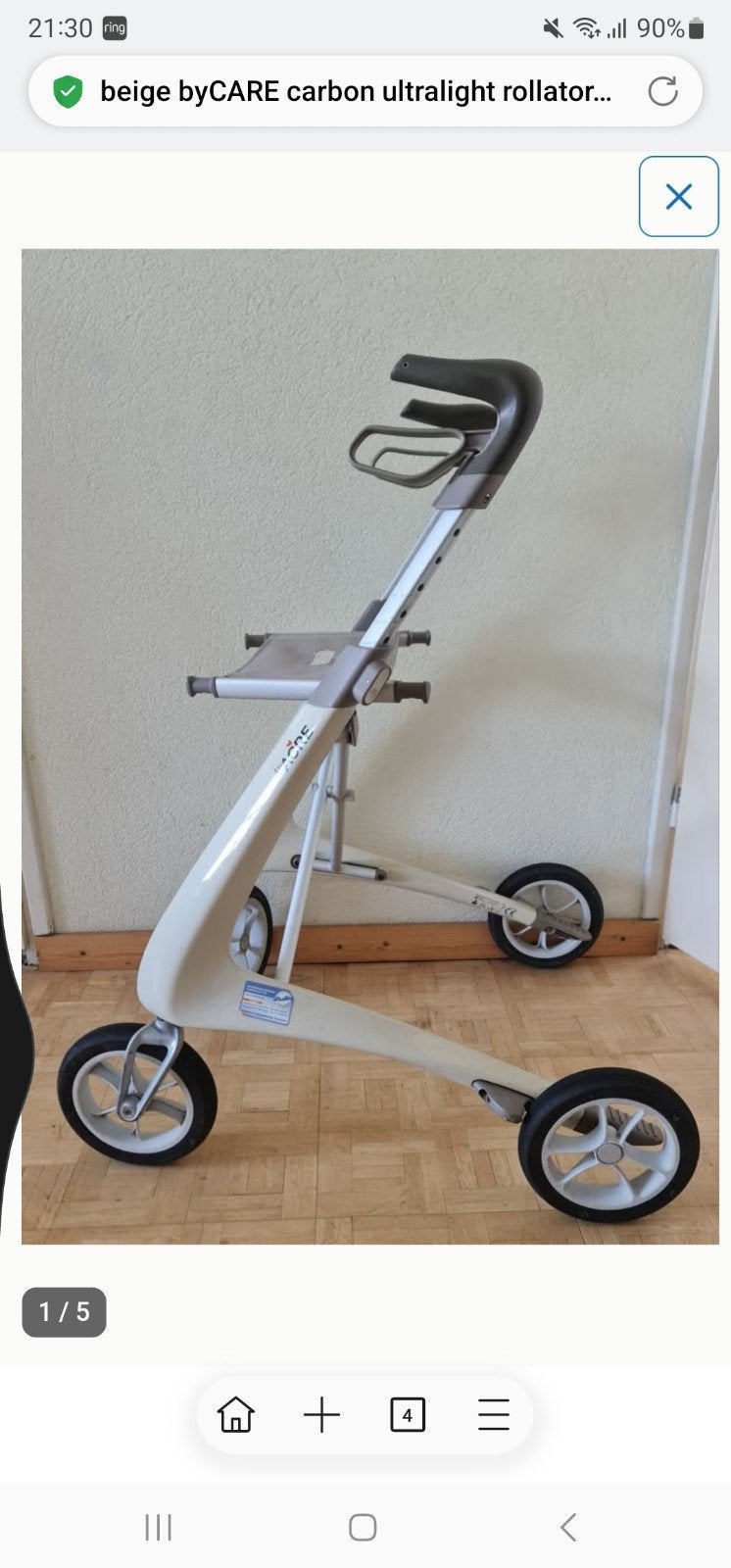 beige BYACRE carbon ultralight rollator, Diversen, Ophalen