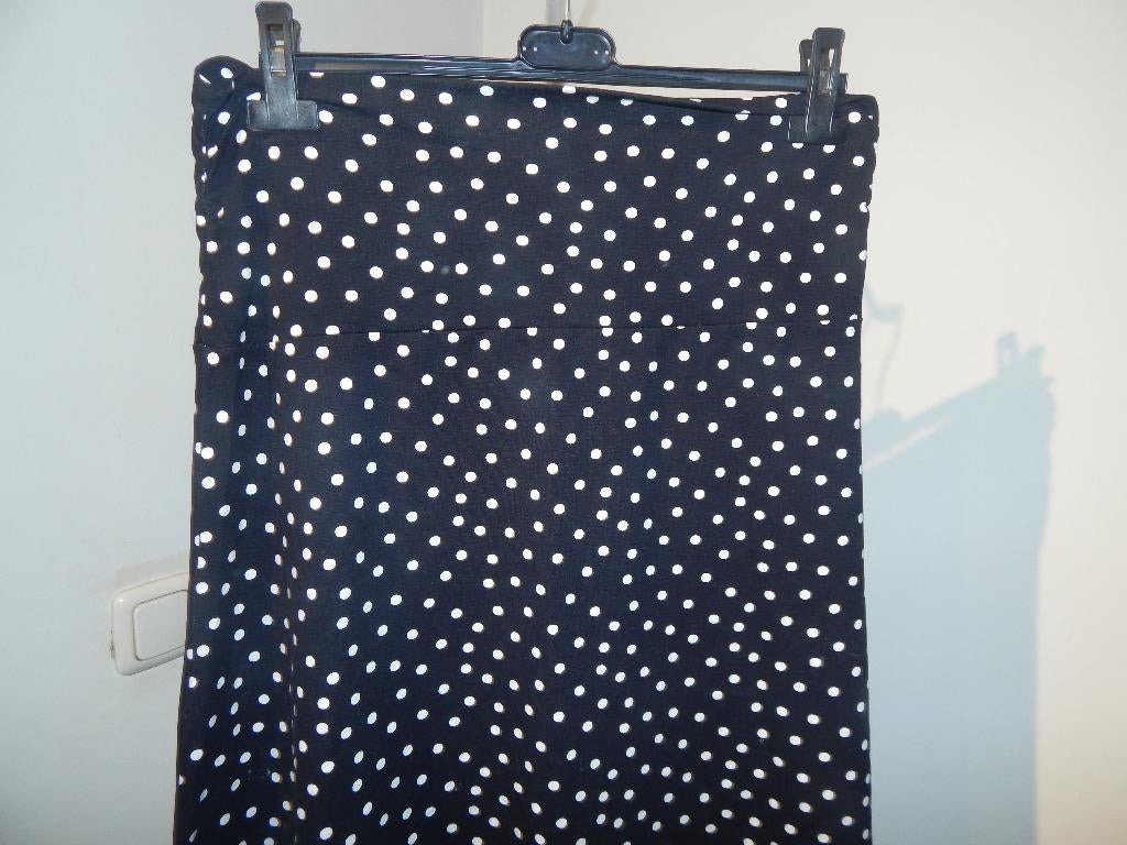 King Louie polkadot rok zwierig model witte stippen L, Verzenden, Zwart, Maat 42/44 (L), Zo goed als nieuw