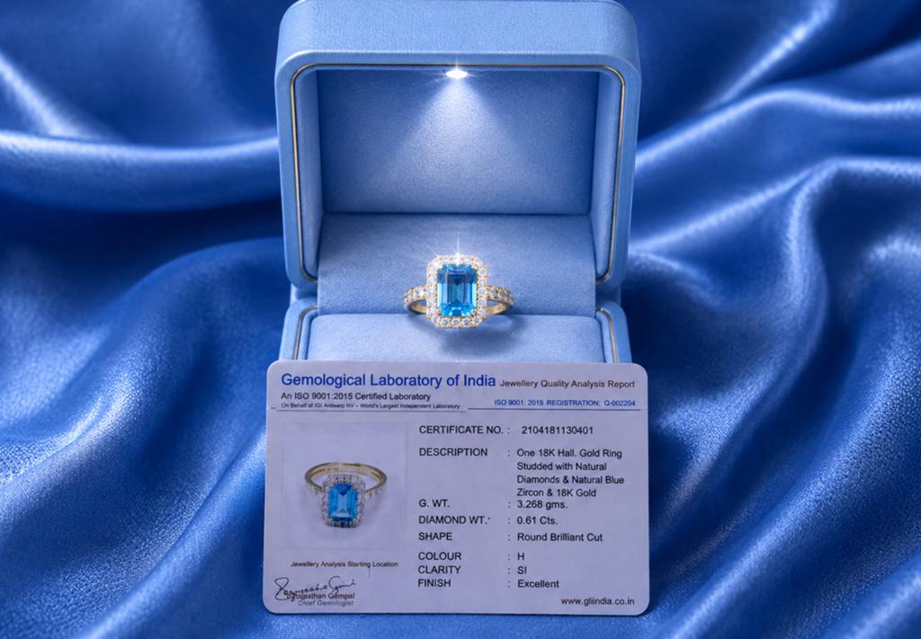 Ring goud met diamanten en topaz, Sieraden, Tassen en Uiterlijk, Ringen, Nieuw, Dame, 17 tot 18, Goud, Ophalen of Verzenden