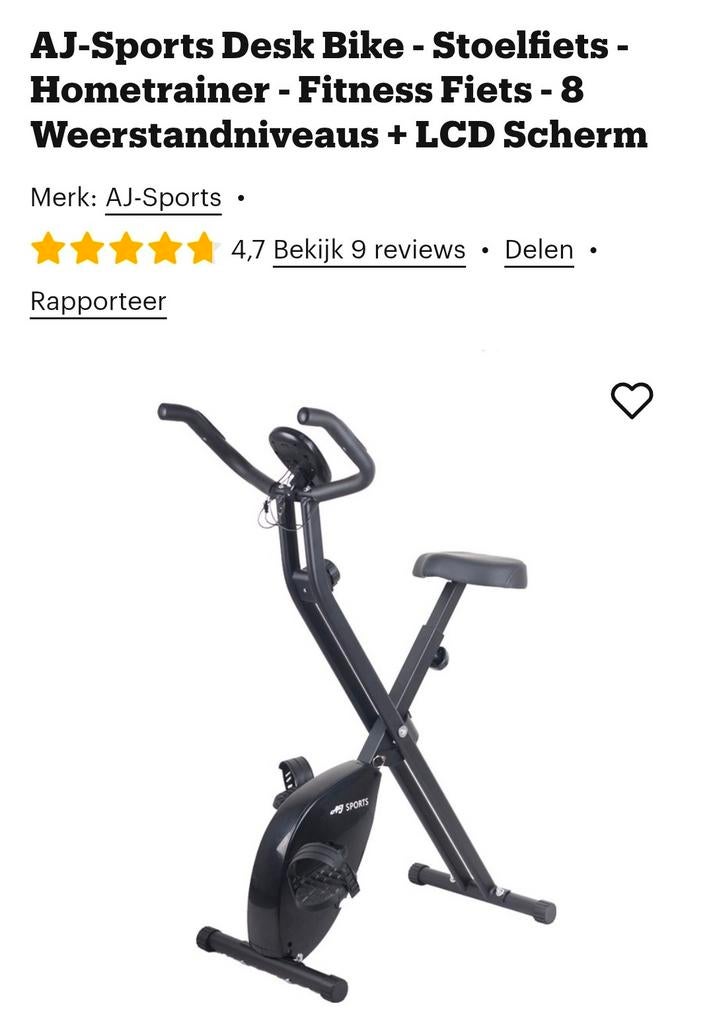 AJ-Sports Desk Bike - Hometrainer - Fitness Fiets, Sport en Fitness, Fitnessapparatuur, Ophalen of Verzenden