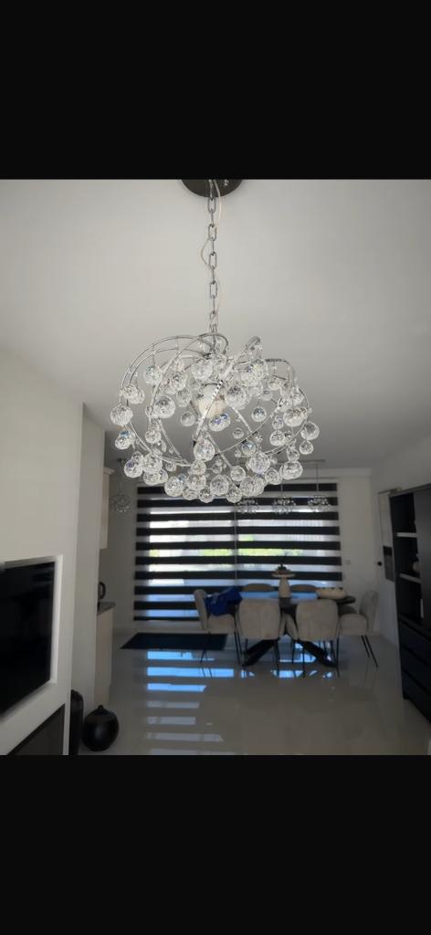 Plafond hanglamp ( kristal), Ophalen of Verzenden, Zo goed als nieuw, Glas
