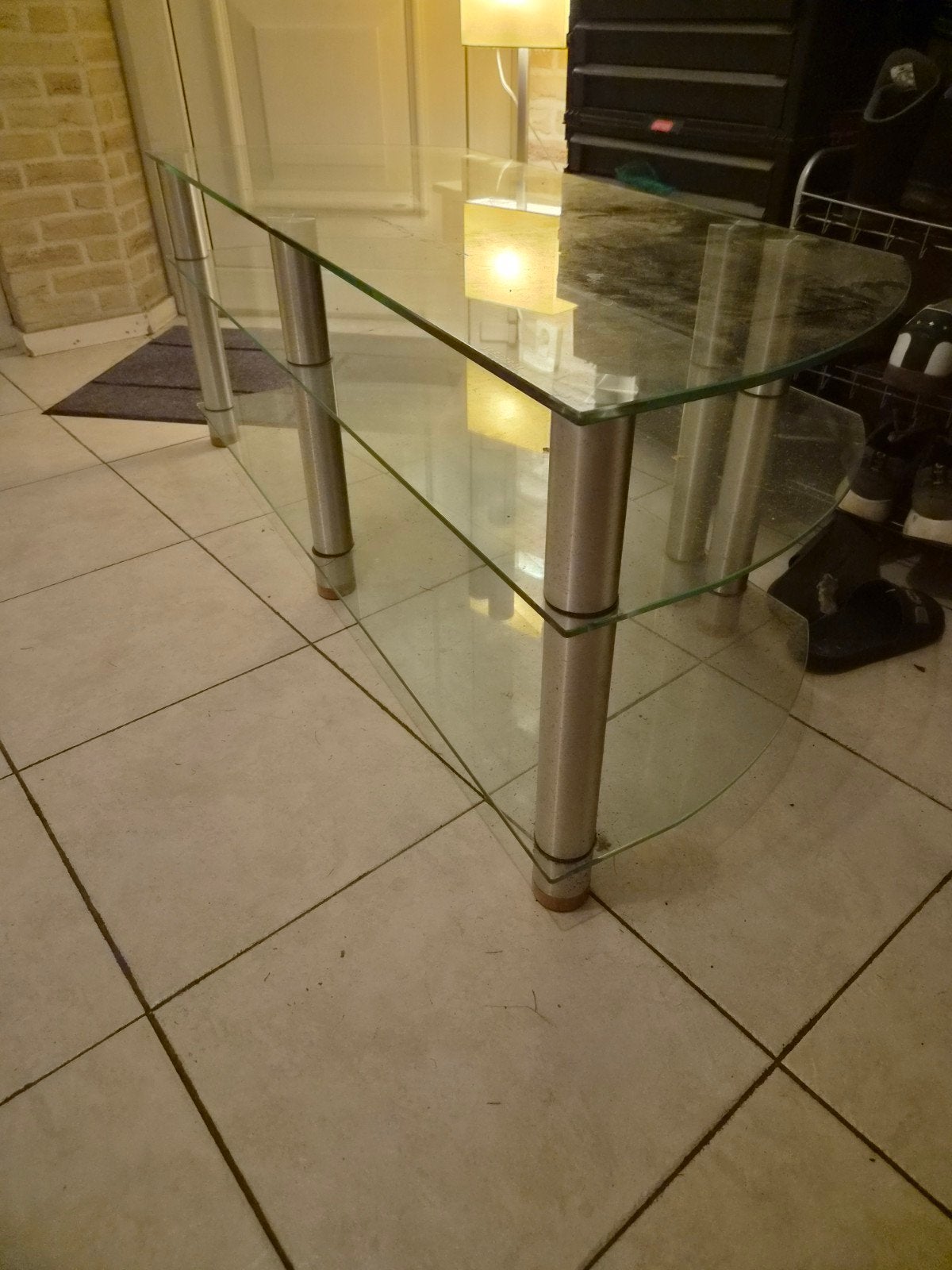 Spectral Glazen TV Meubel 140x54x54,5 cm, Ophalen, Gebruikt, 100 tot 150 cm, Glas