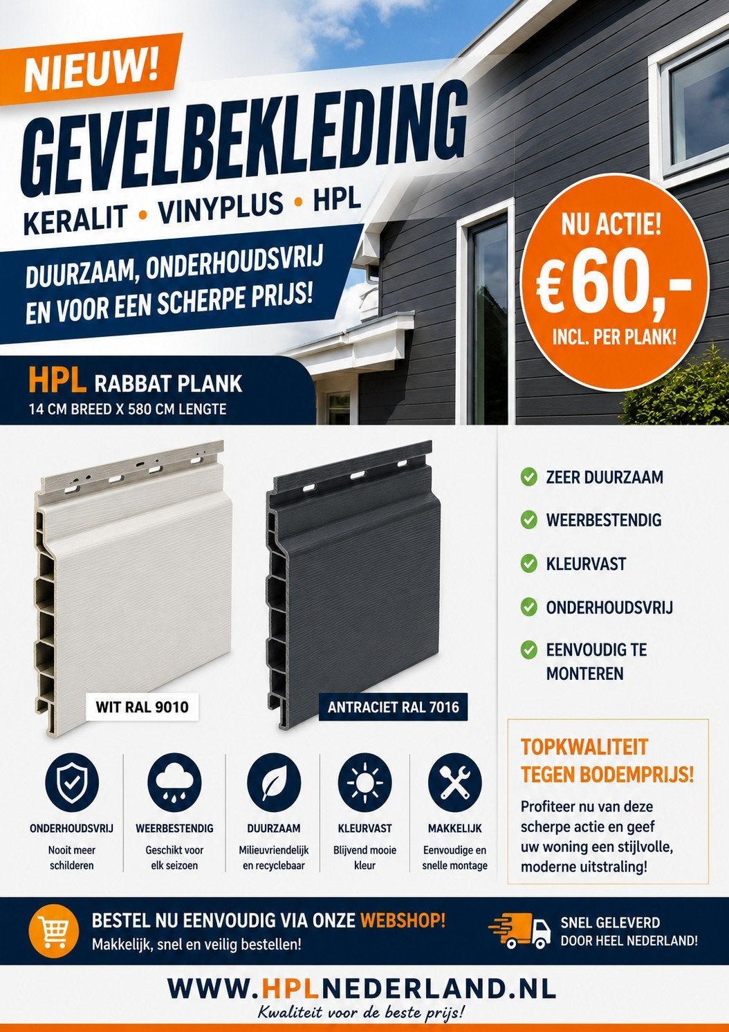 Acties €60 per plank!.. Laagste prijs garantie! .nieuw!, Garantie