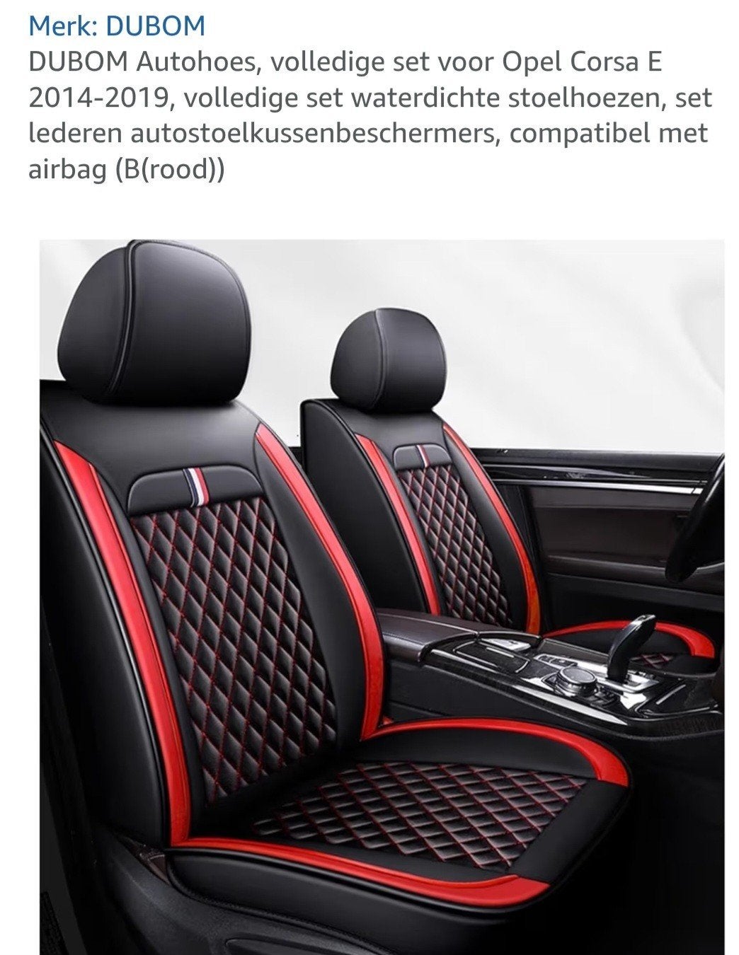 DUBOM Autostoelhoezen Opel Corsa E 2014-2019 Rood, Ophalen, Nieuw