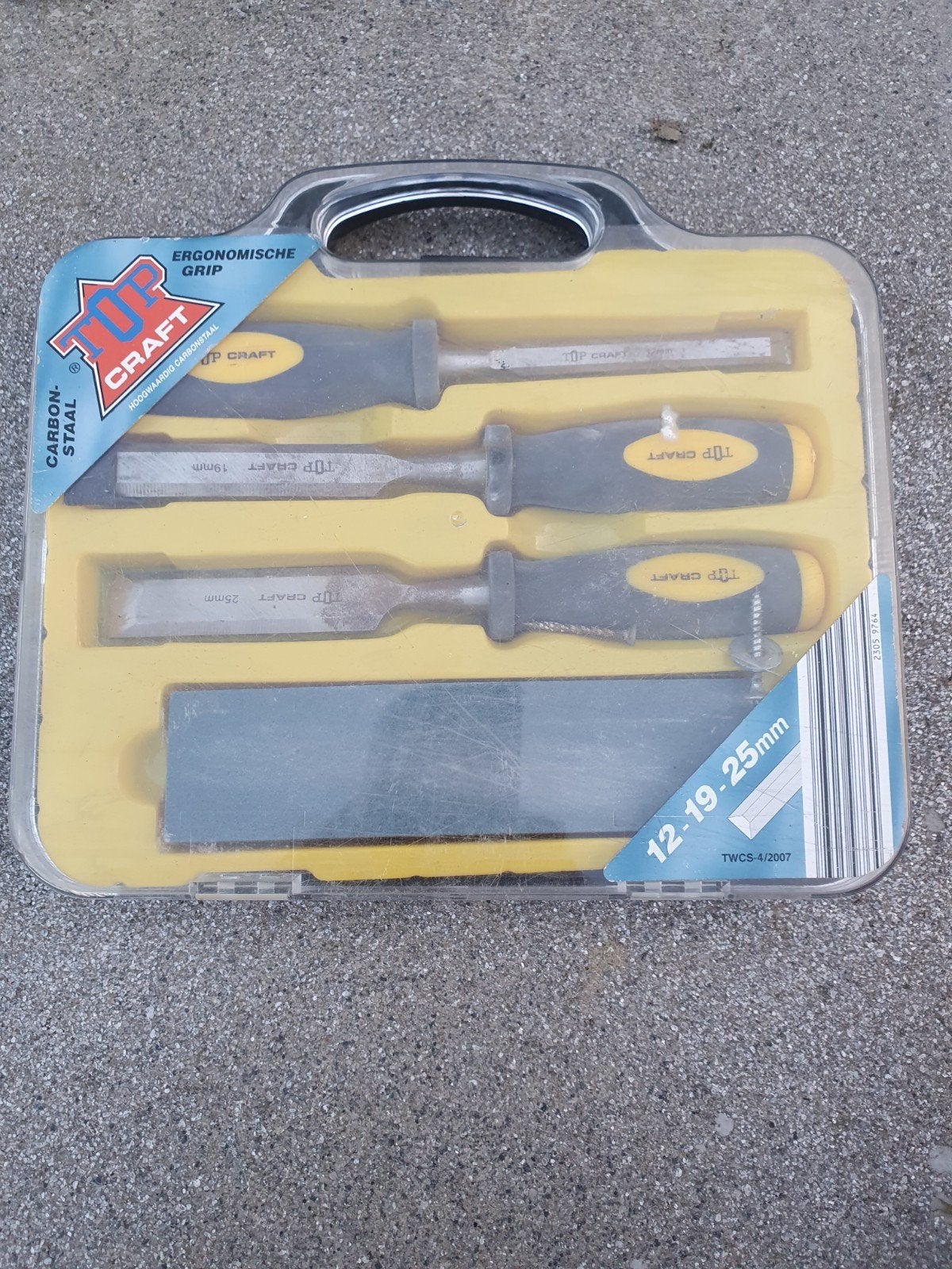 TOP CRAFT Beitelset 12-19-25mm met slijpsteen, Doe-het-zelf en Verbouw, Gereedschap | Handgereedschap, Ophalen of Verzenden, Gebruikt