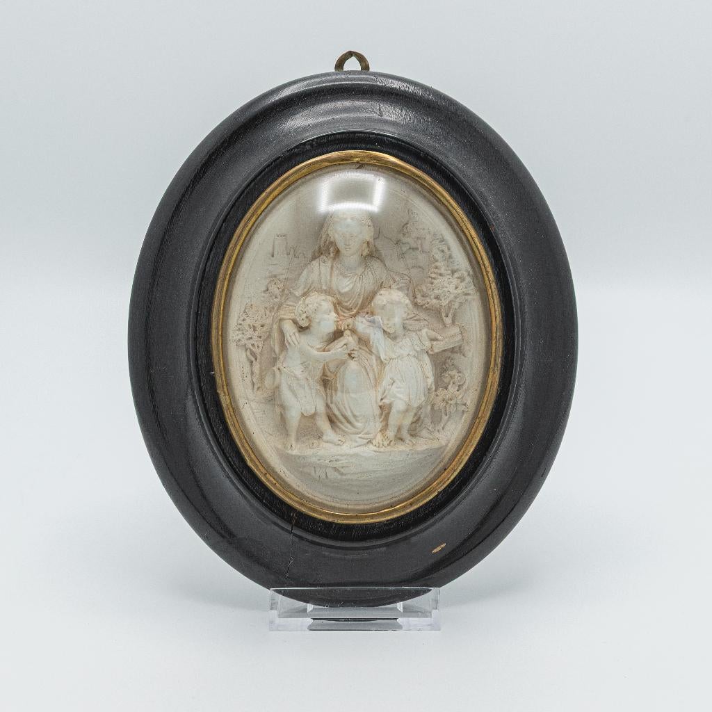 Meerschuim reliëf, Maria Jezus en Johannes, Ophalen of Verzenden