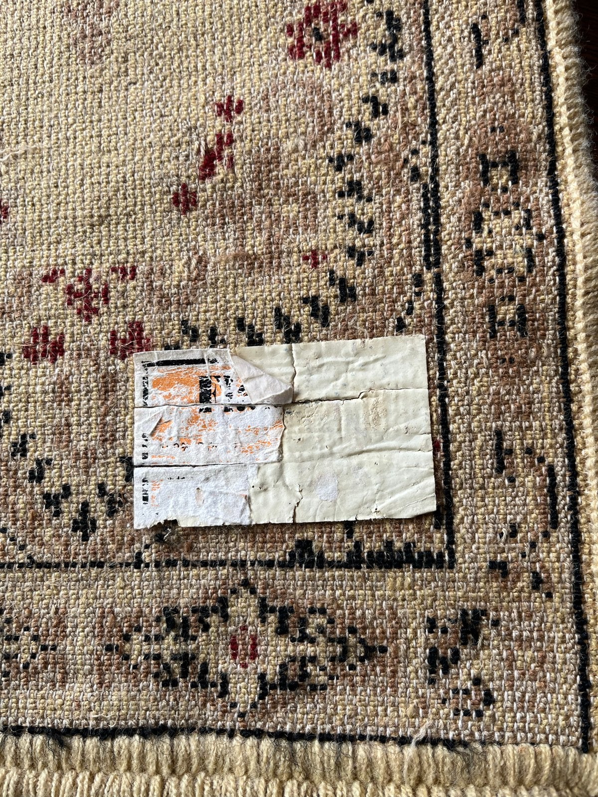 Vintage Oosters Tapijtje - Geel met Rood/Zwart Patroon, Ophalen, Minder dan 50 cm, Gebruikt, 50 tot 100 cm