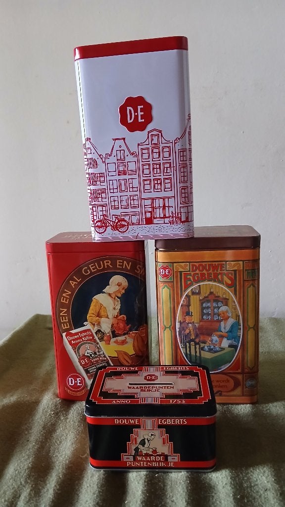 Douwe Egberts Blikken Collectie - 4 Stuks, Verzamelen, Blikken, Ophalen, Nieuw, Koffie, Douwe Egberts
