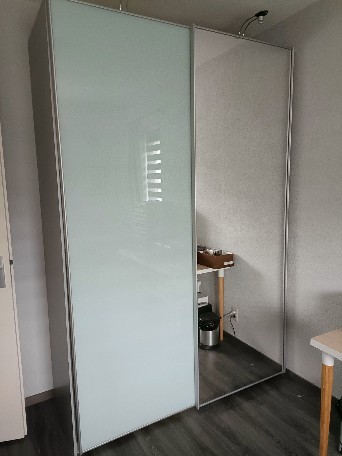 Hang/legkast met schuifdeuren en spiegeldeur, Ophalen, Gebruikt, 200 cm of meer, 150 tot 200 cm