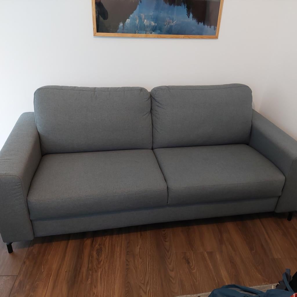 Blauwgrijze 2,5-zits bank - 3 jaar oud, Huis en Inrichting, Banken | Bankstellen, Ophalen, Gebruikt, Driepersoons, 75 tot 100 cm