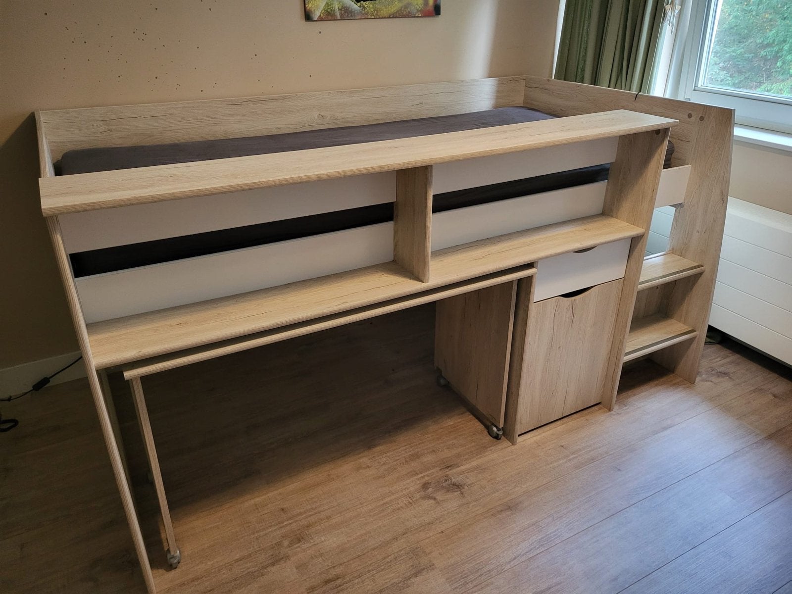 Hoogslaper met bureau en opbergruimte, 85 tot 100 cm, Gebruikt, Ophalen of Verzenden, Hoogslaper of Stapelbed