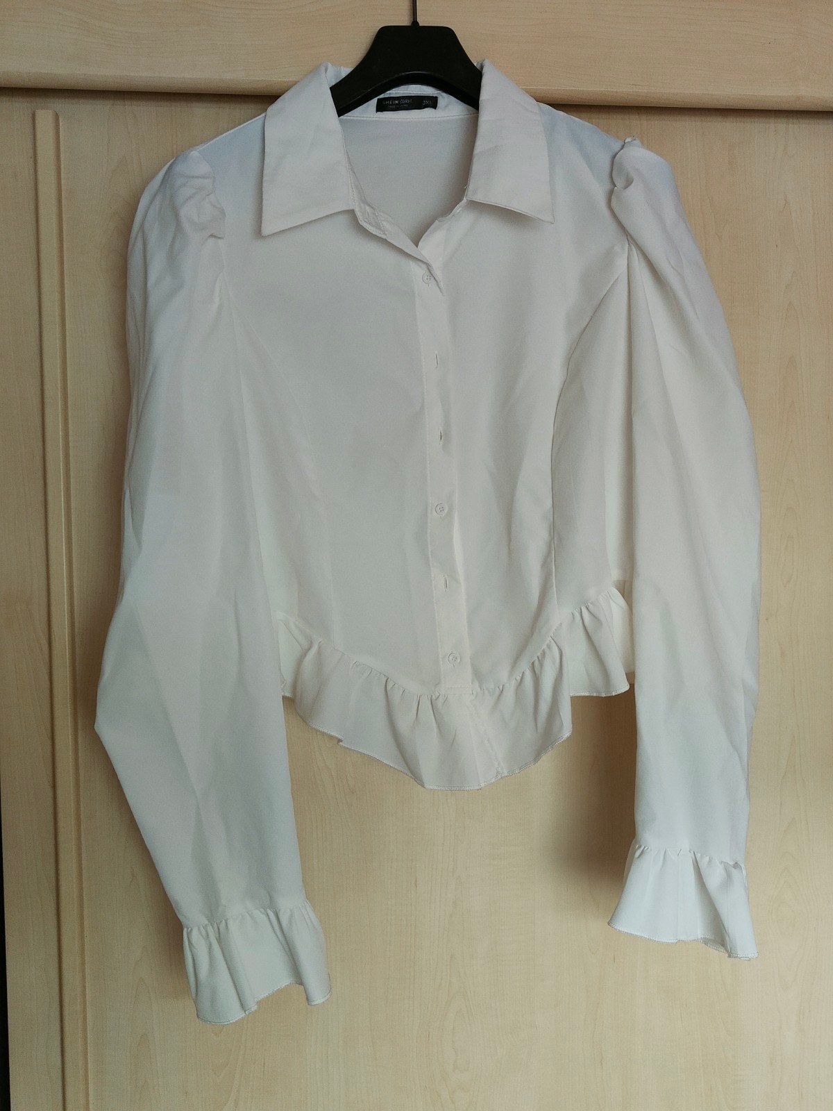 Shein Curve Witte Blouse Korte Model Lange Mouwen Maat XL, Wit, Maat 46/48 (XL) of groter, Nieuw, Ophalen of Verzenden