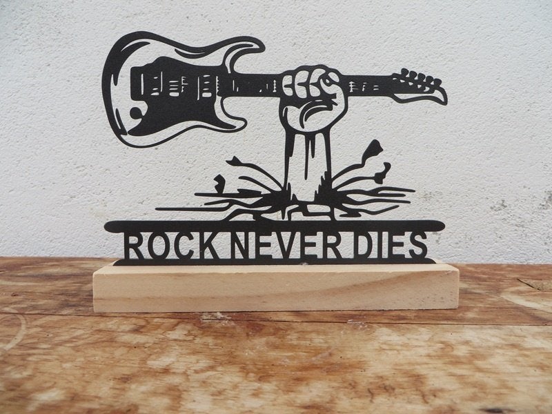 Bureau of wand Decoratie "ROCK NEVER DIES" met Voetstuk, Huis en Inrichting, Metaal, Handgemaakt, Overige typen, Nieuw
