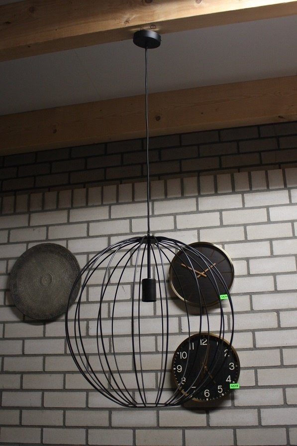 2 x ronde zwarte open hanglamp Suden Light & Living, Ophalen of Verzenden, Zo goed als nieuw, Metaal, E27 (groot)