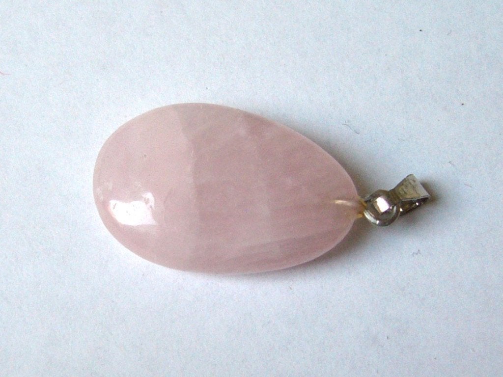 rozenkwarts ovale rozekwarts driehoek hanger rose edelsteen, Ophalen of Verzenden, Zo goed als nieuw, Steen of Mineraal, Roze