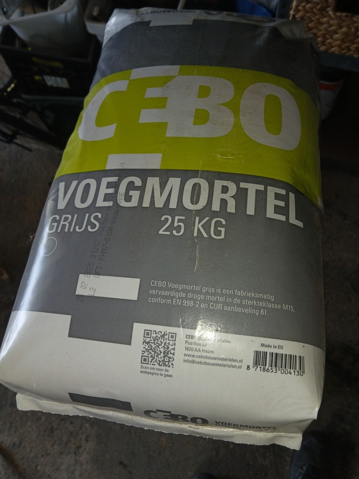 CEBO Voegmortel Grijs 25 KG - Sterkteklasse M15, Ophalen, Nieuw