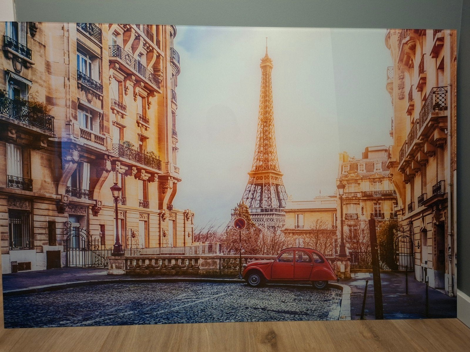 Parijs Eiffeltoren wanddecoratie 82x125cm, Huis en Inrichting, Ophalen, Gebruikt, Overige typen, 100 tot 125 cm