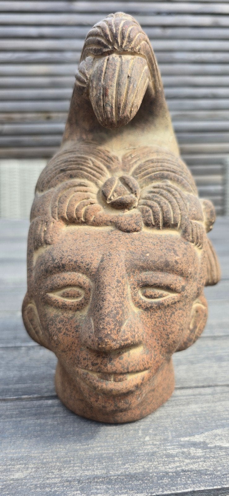 Antiek Maya-hoofd van terracotta, Handgemaakt, Steen/keramiek, Ophalen of Verzenden, Beeld