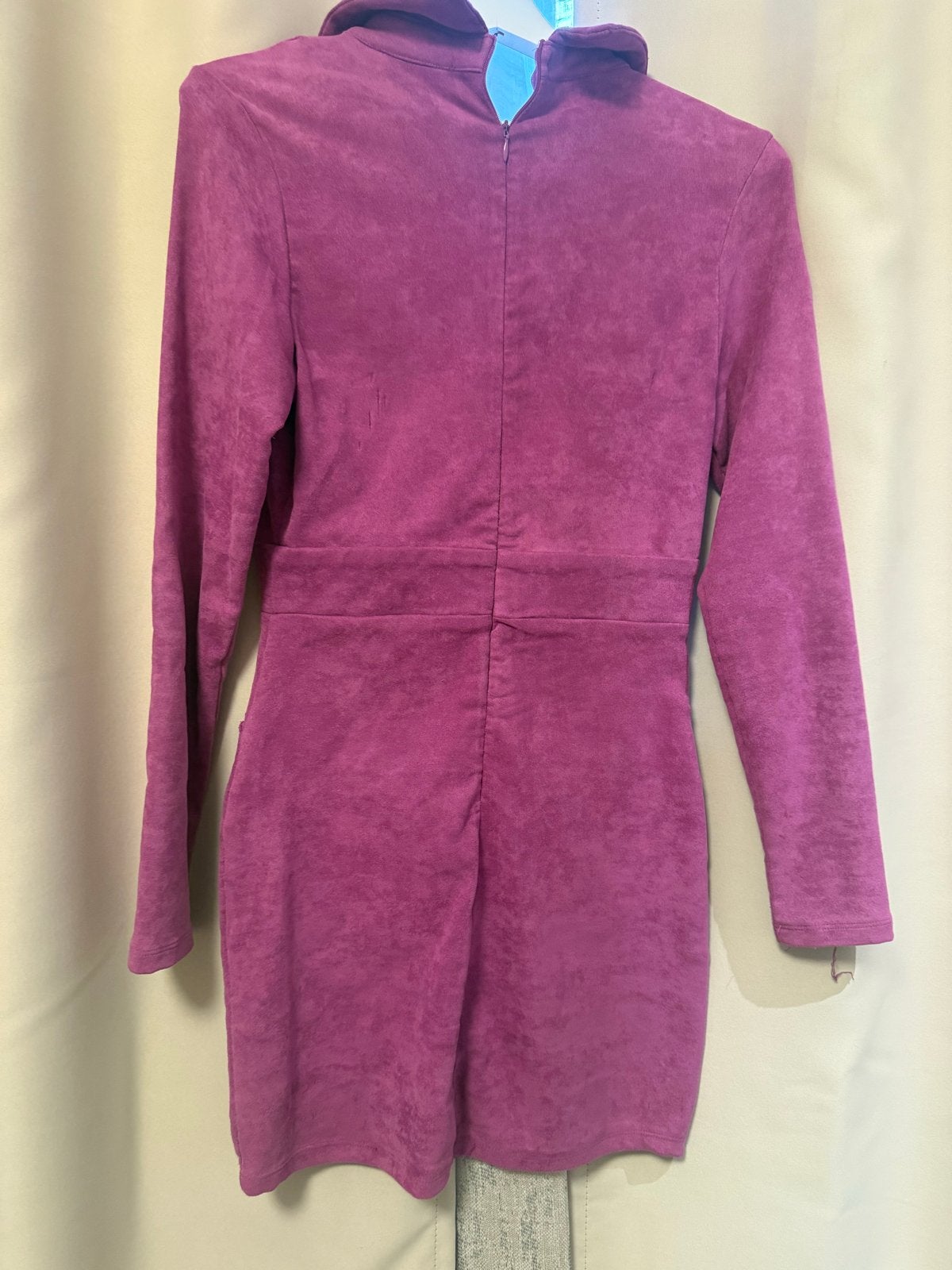 Suède jurk met vetersluiting en zakken - Fashion Queen, Kleding | Dames, Maat 38/40 (M), Paars, Ophalen of Verzenden, Zo goed als nieuw