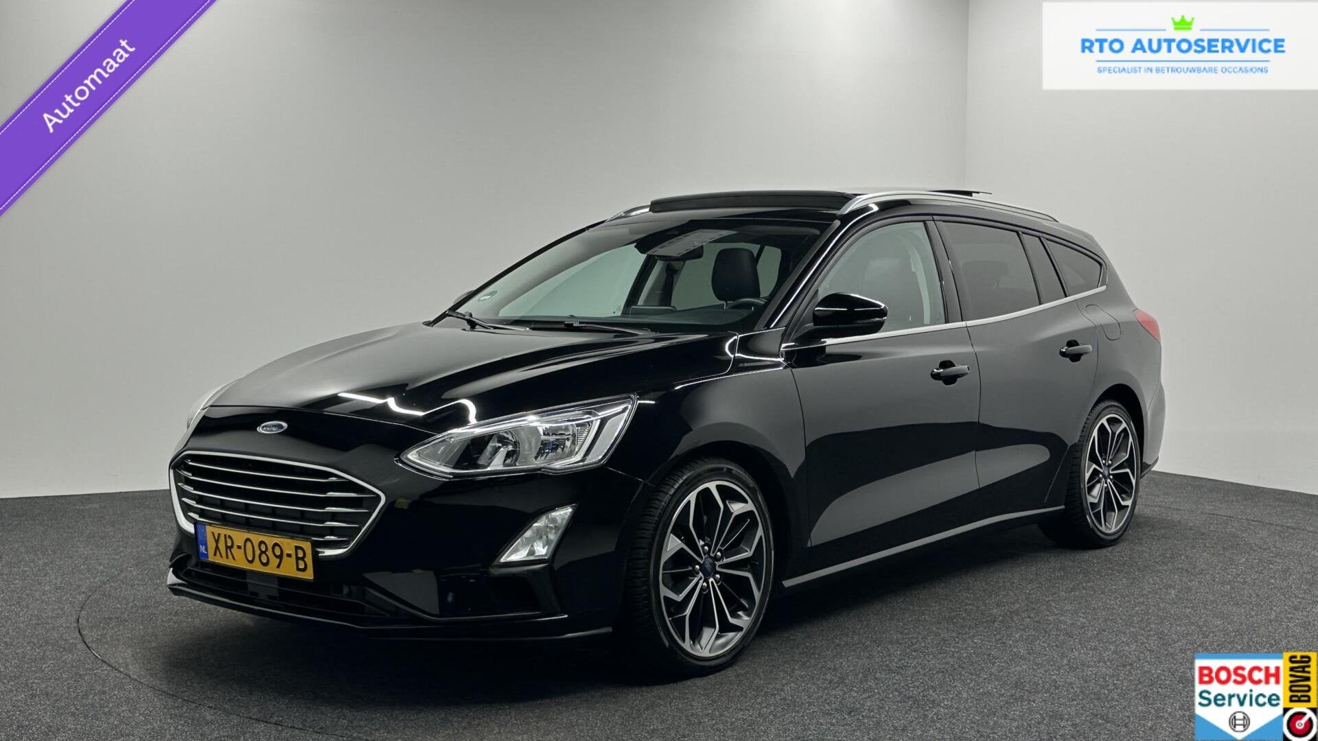 Ford Focus Wagon 1.0 EcoBoost Titanium Business PANO LEER CR, 125 pk, Gebruikt, Zwart, 3 cilinders