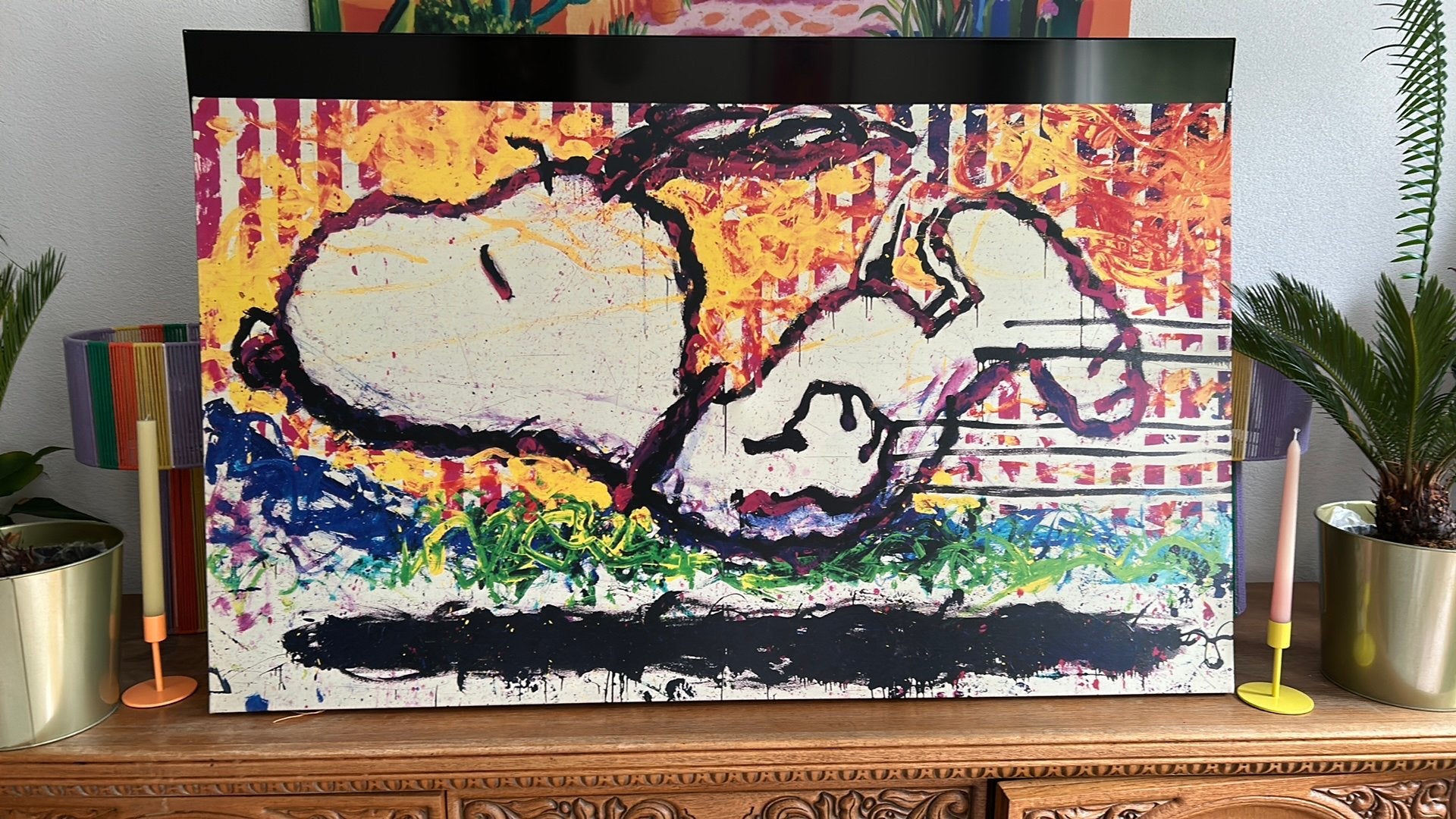 Snoopy poster op canvas, Ophalen, 50 – 75, Overige typen, Zo goed als nieuw