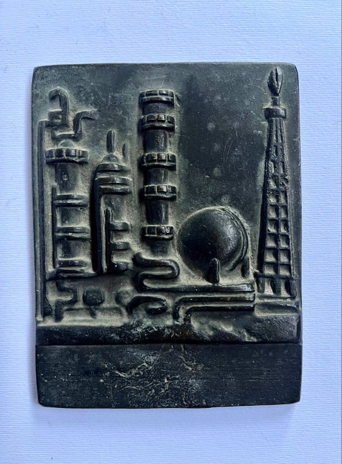 Bronzen Plaquette Petrochemische Industrie ca.1920, Ophalen of Verzenden